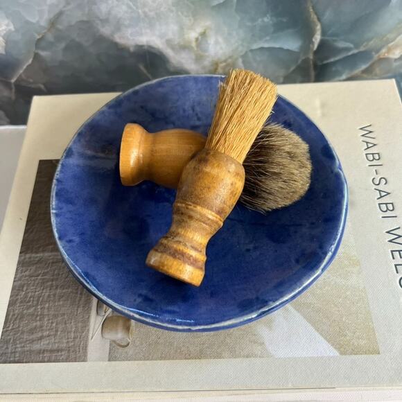 Art Studio Pottery Plate 6.5" Stoneware Trinket Dish Handmade Blue Splatter - Picture 3 of 6